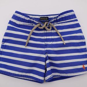 Polo Ralph Lauren BLUE &WHITE Strip Boys Wet to Dry Swim Board Short, Size 18 M
